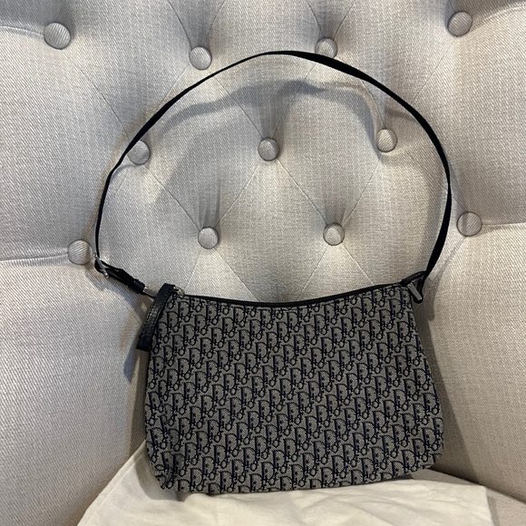 Christian Dior Vintage Trotter Pochette Shoulder Bag Diorissimo Canvas - Picture 1 of 10